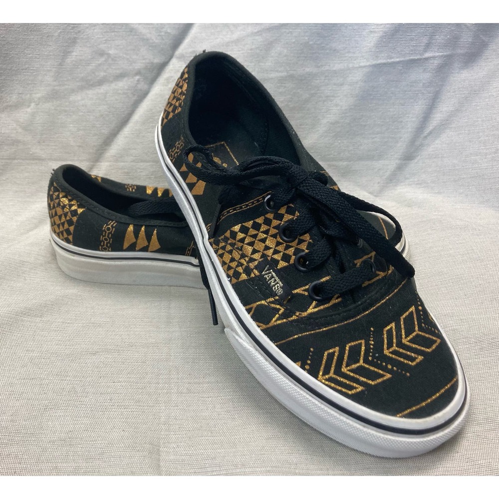 Van's Women Sneaker‎ Size 5.5 Black & Gold Arrow Symmetrical